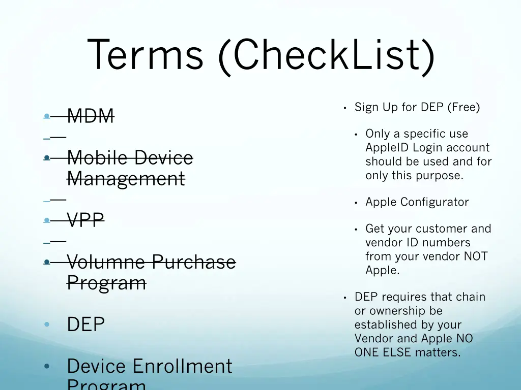 terms checklist 2