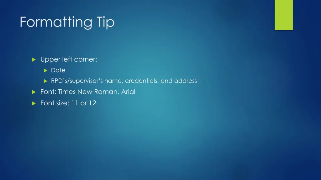 formatting tip