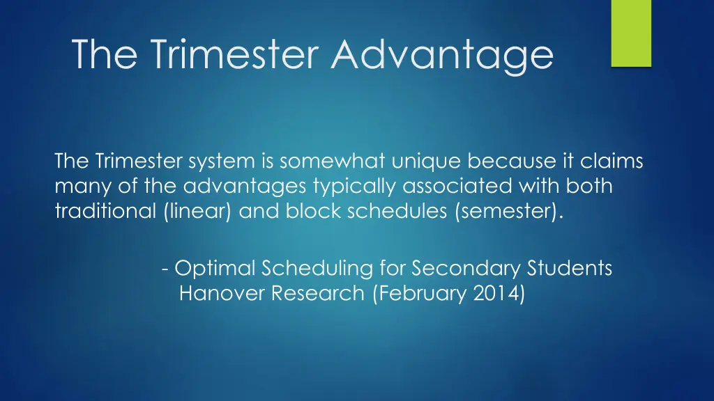 the trimester advantage