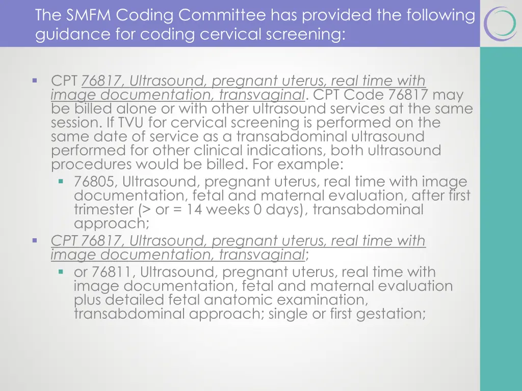 the smfm coding committee has provided