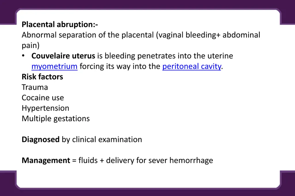 placental abruption abnormal separation