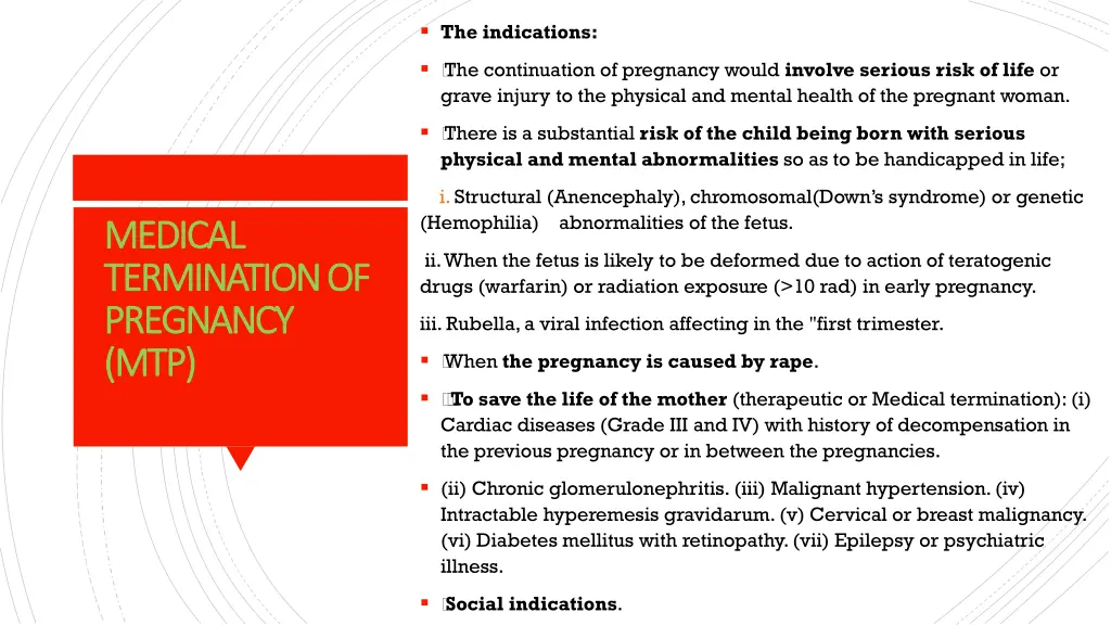 the indications