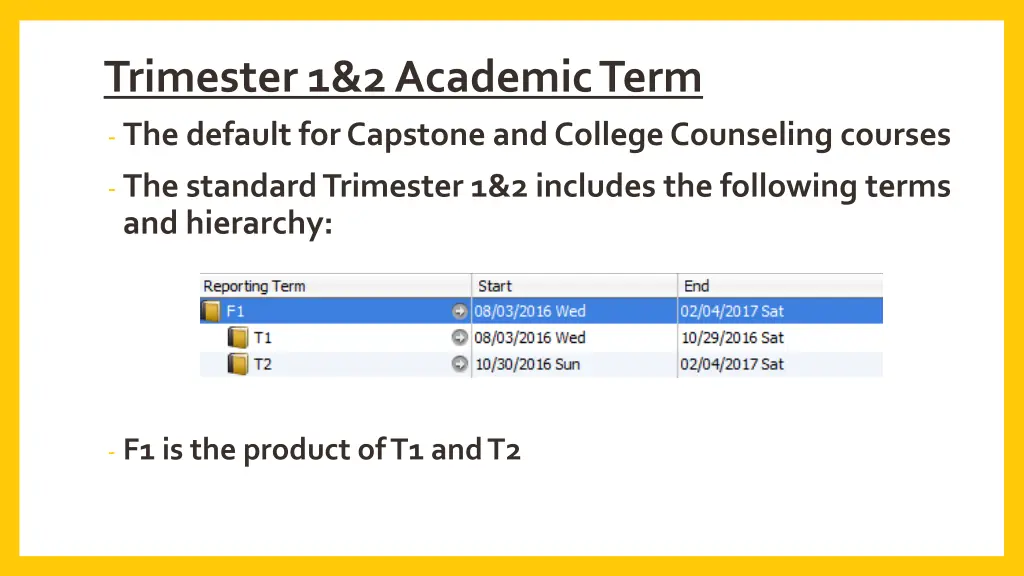 trimester 1 2 academic term