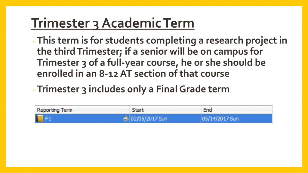 trimester 3 academic term