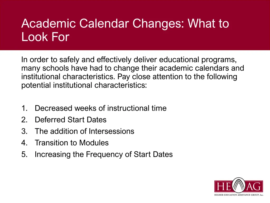 academic calendar changes what to look for