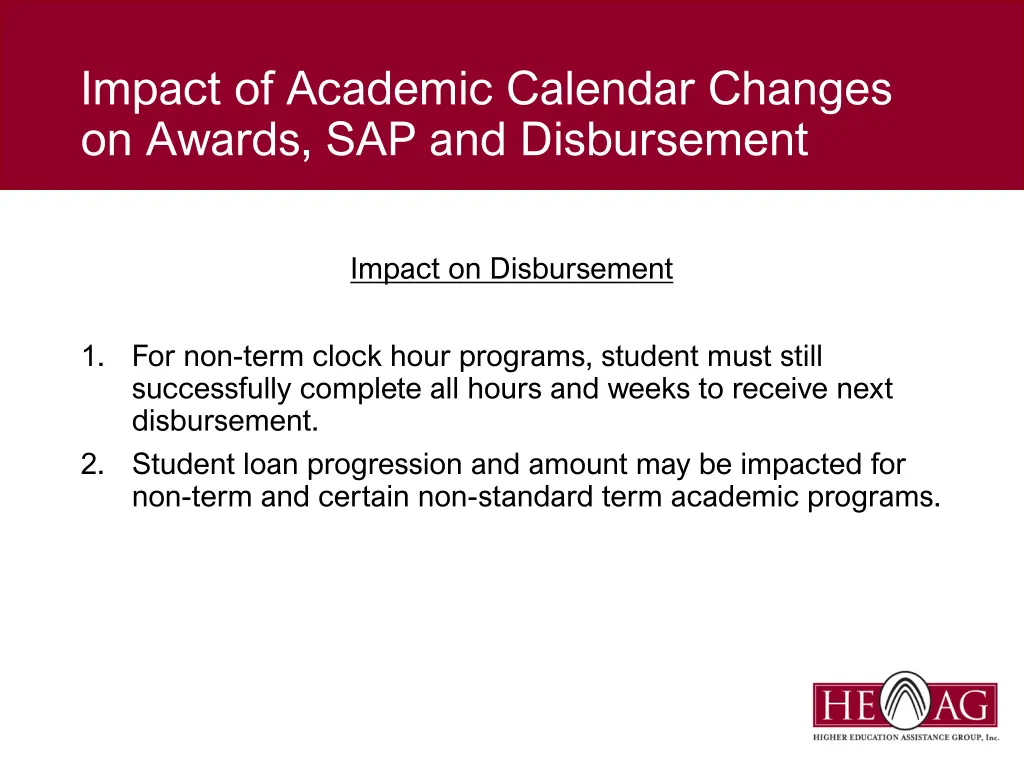 impact of academic calendar changes on awards 2