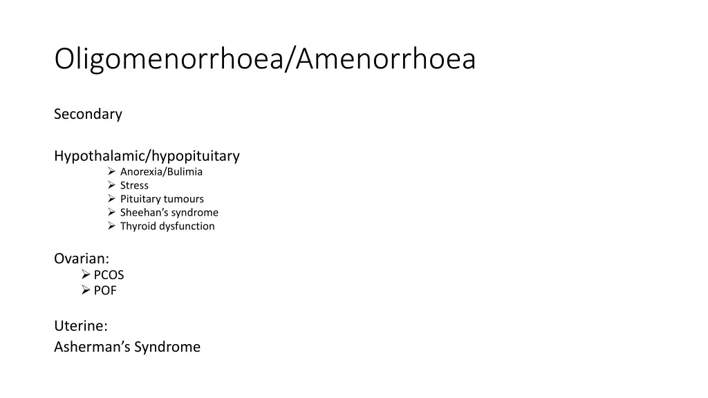 oligomenorrhoea amenorrhoea 1