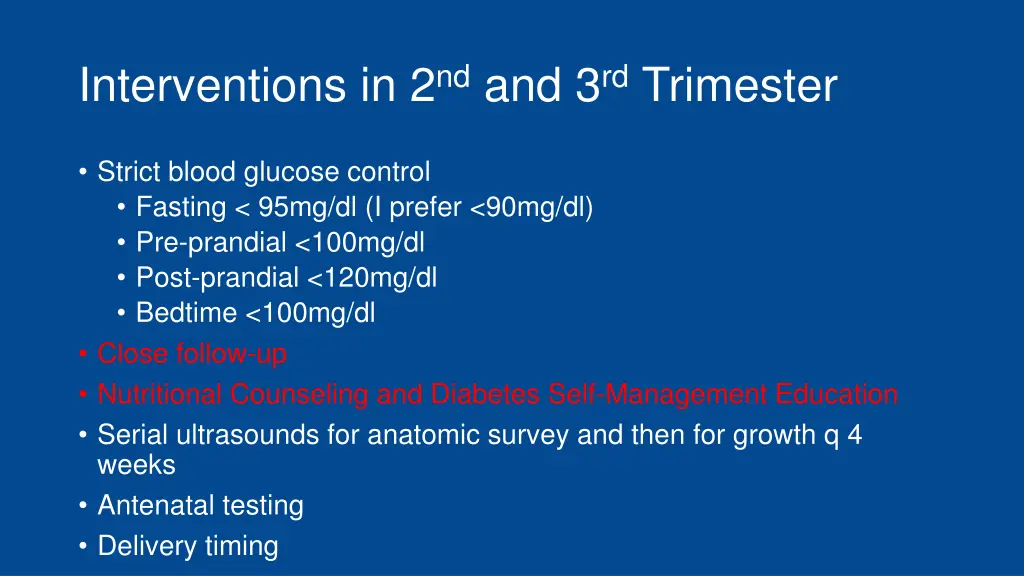 interventions in 2 nd and 3 rd trimester