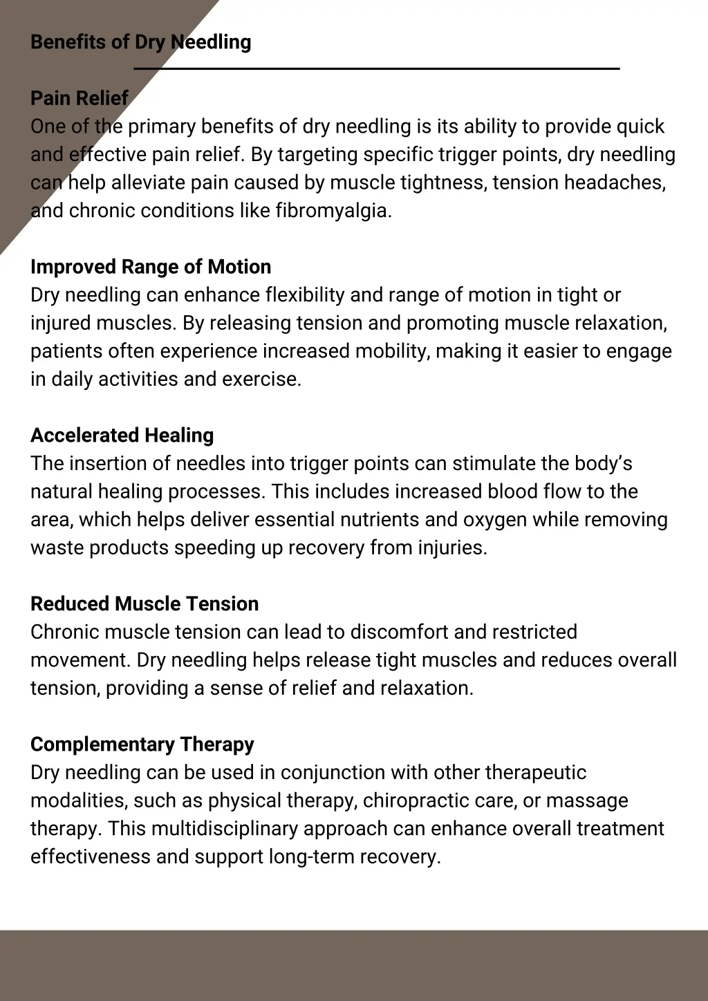 benefits of dry needling