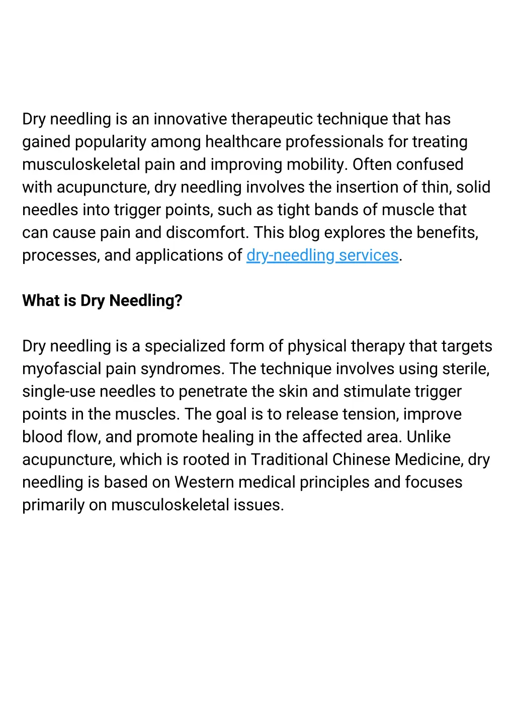 dry needling is an innovative therapeutic