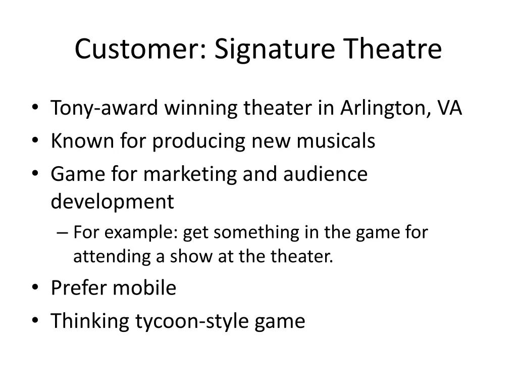 customer signature theatre