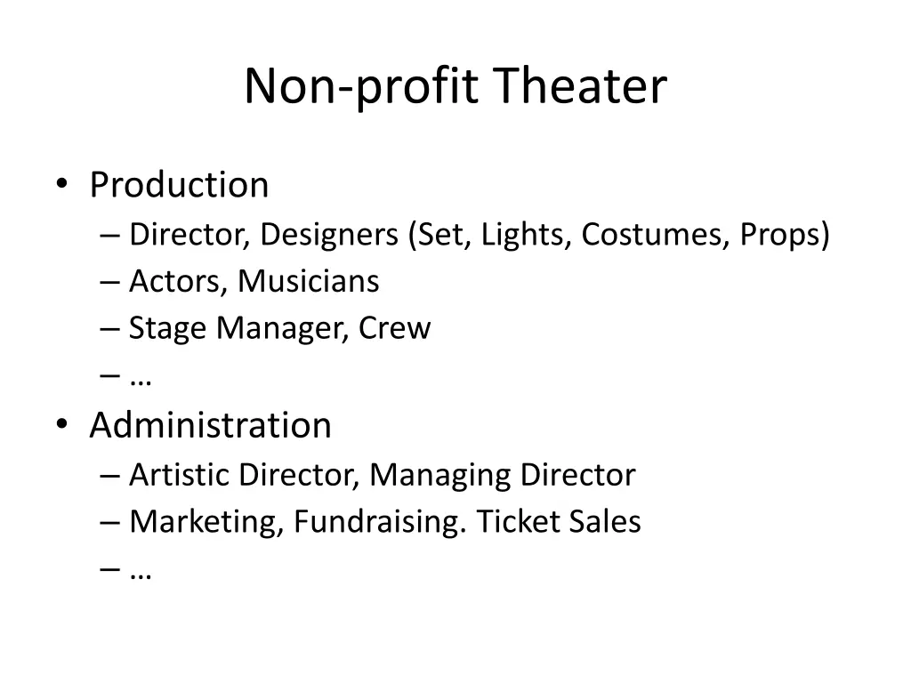 non profit theater