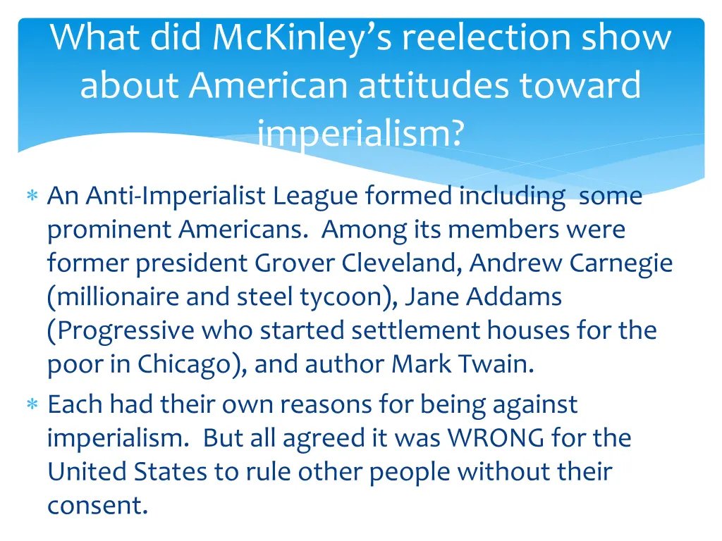 what did mckinley s reelection show about