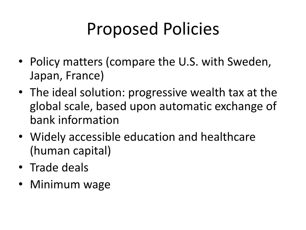 proposed policies