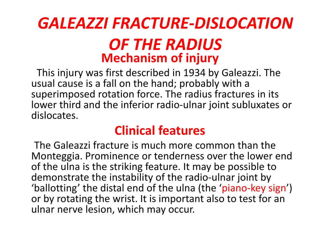 galeazzi fracture dislocation of the radius