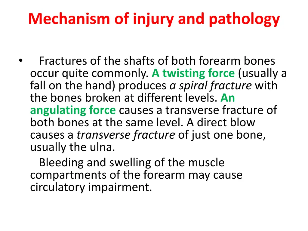 mechanism of injury and pathology