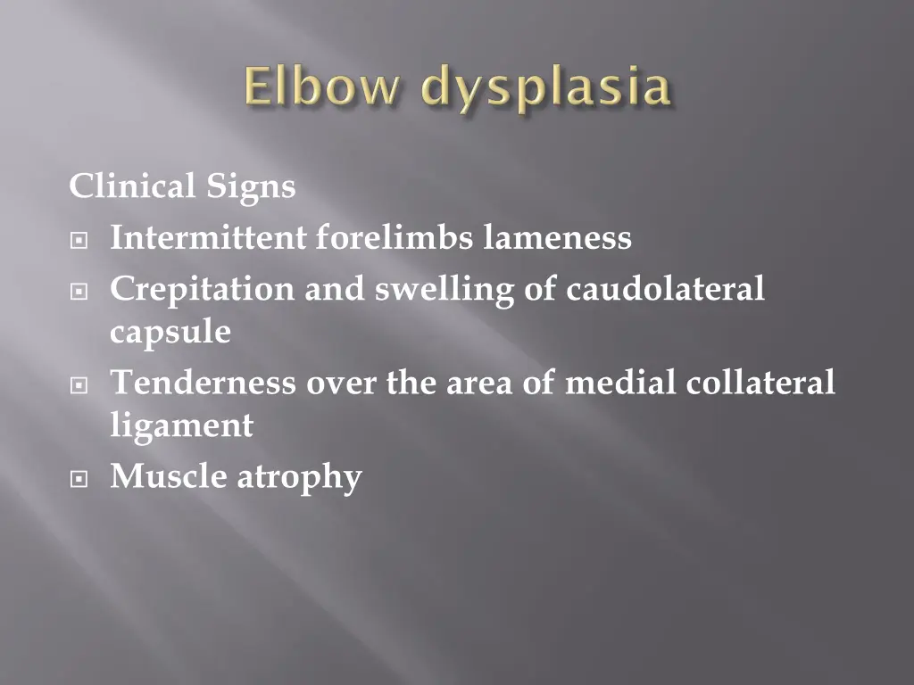 clinical signs intermittent forelimbs lameness