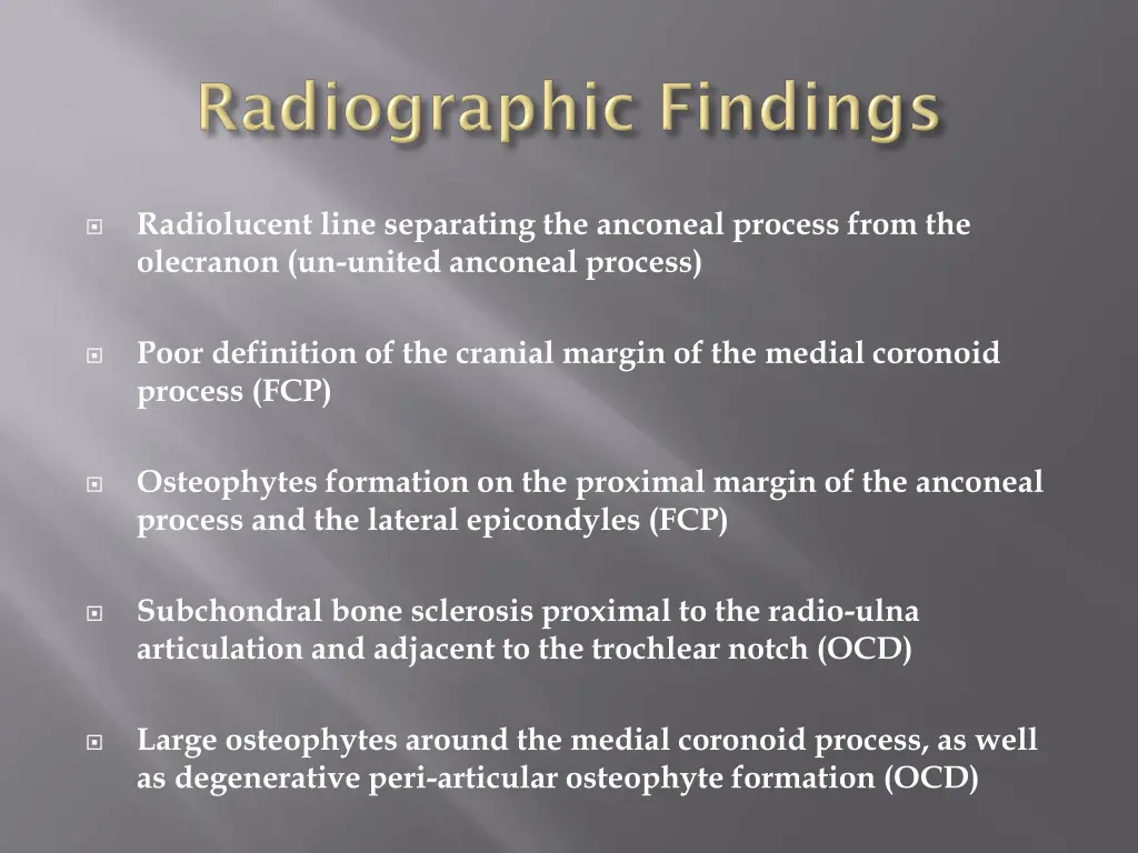 radiolucent line separating the anconeal process