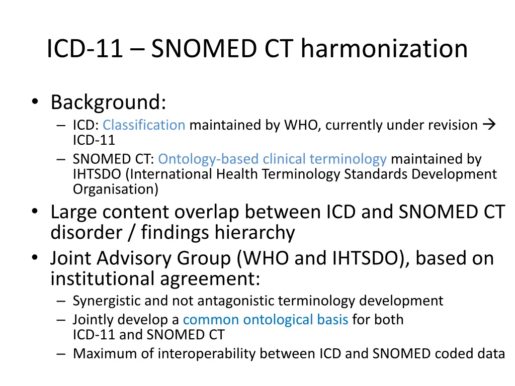 icd 11 snomed ct harmonization