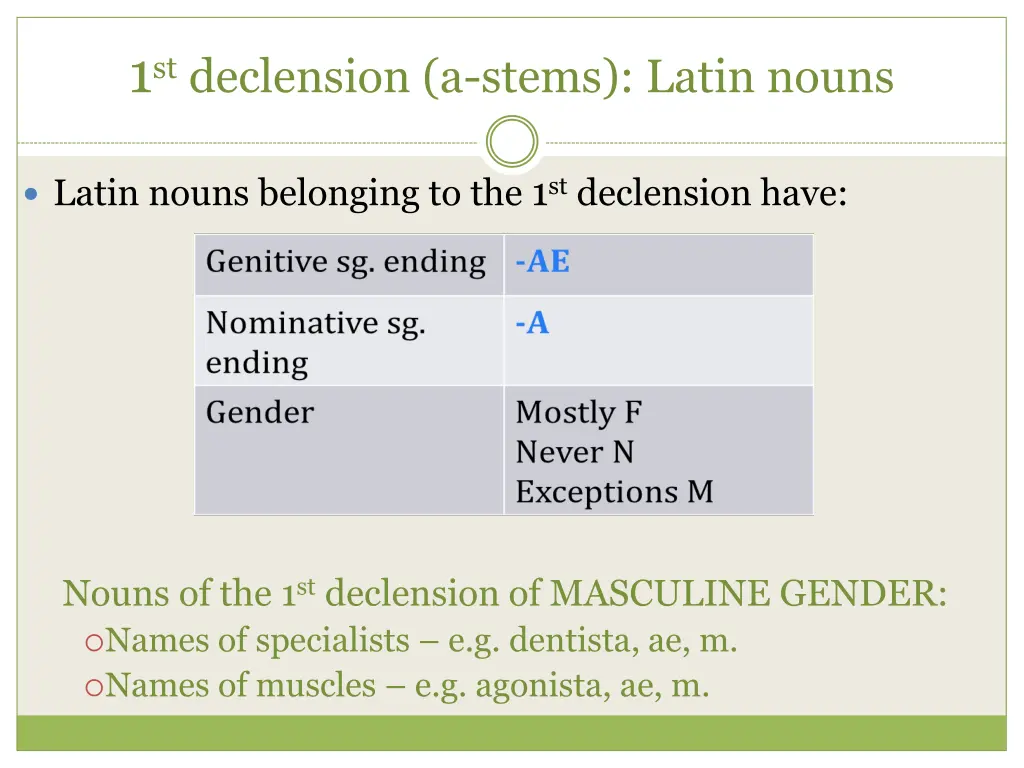 1 st declension a stems latin nouns