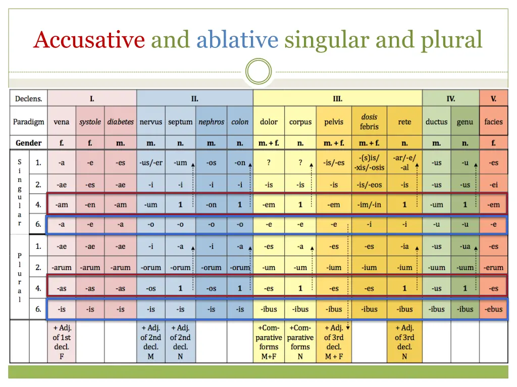 accusative and ablative singular and plural