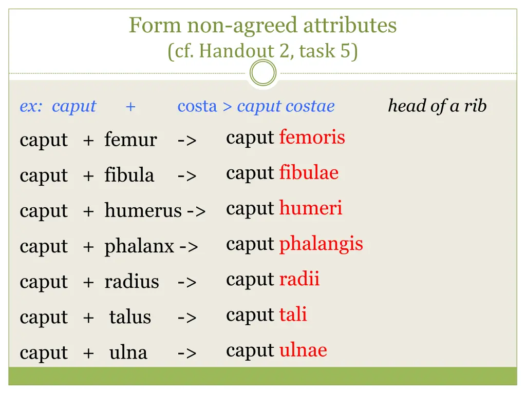 form non agreed attributes cf handout 2 task 5