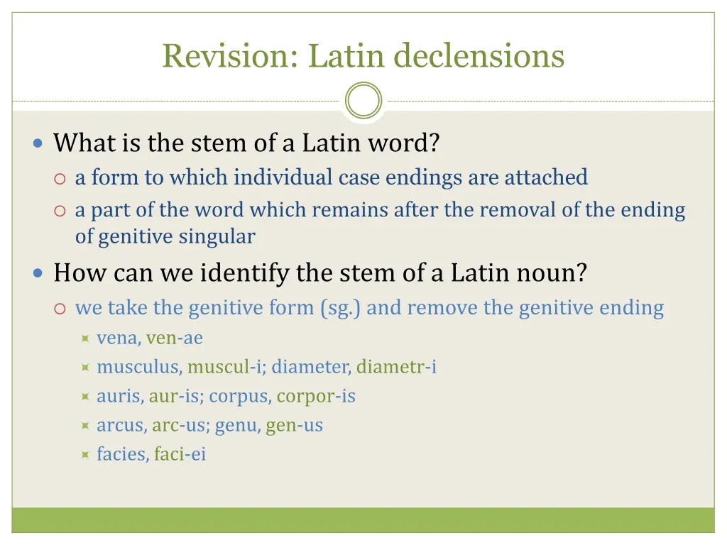 revision latin declensions 1