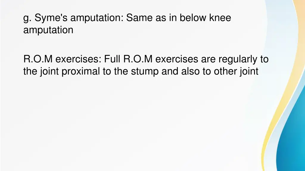 g syme s amputation same as in below knee