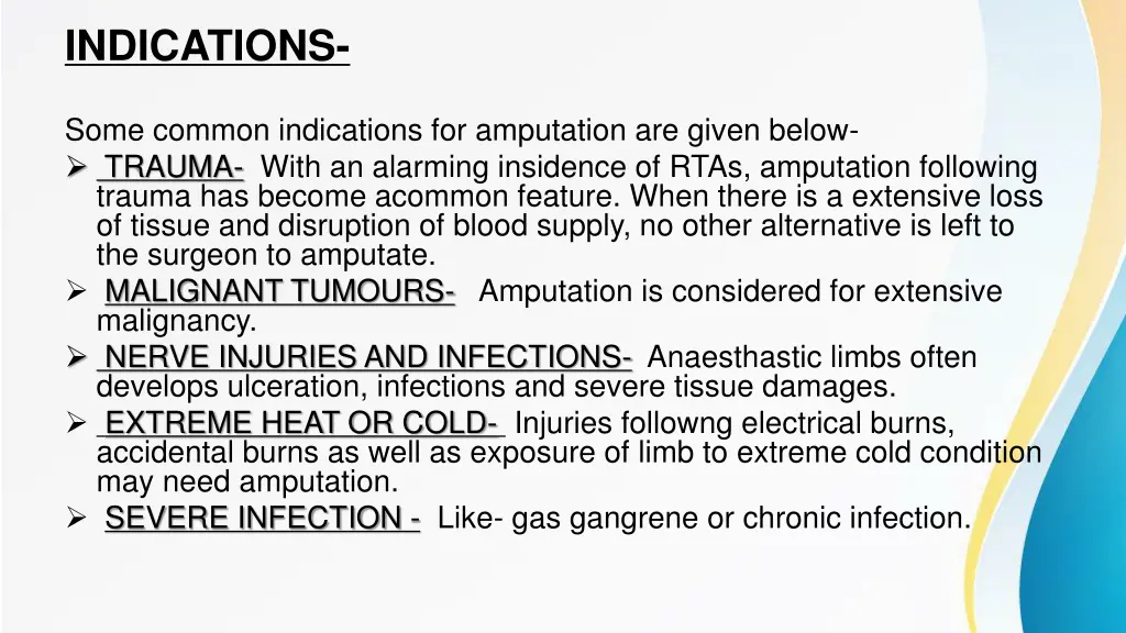 indications