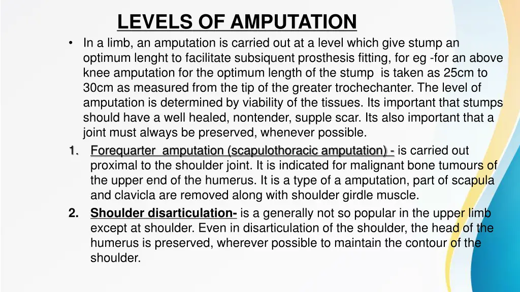 levels of amputation in a limb an amputation