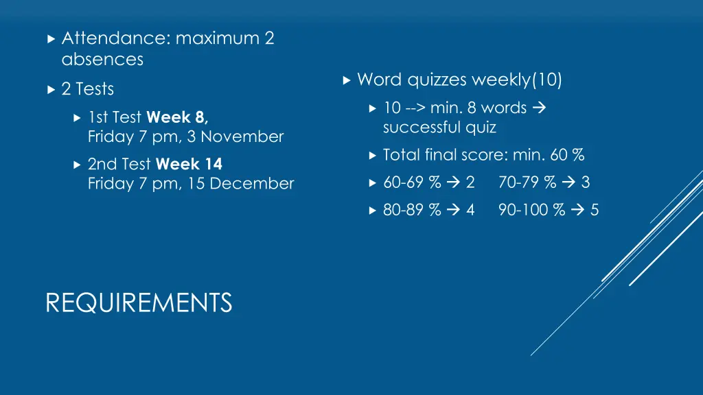 attendance maximum 2 absences