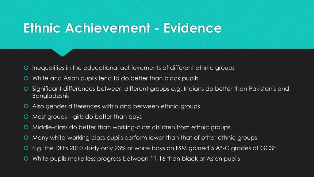 ethnic achievement evidence