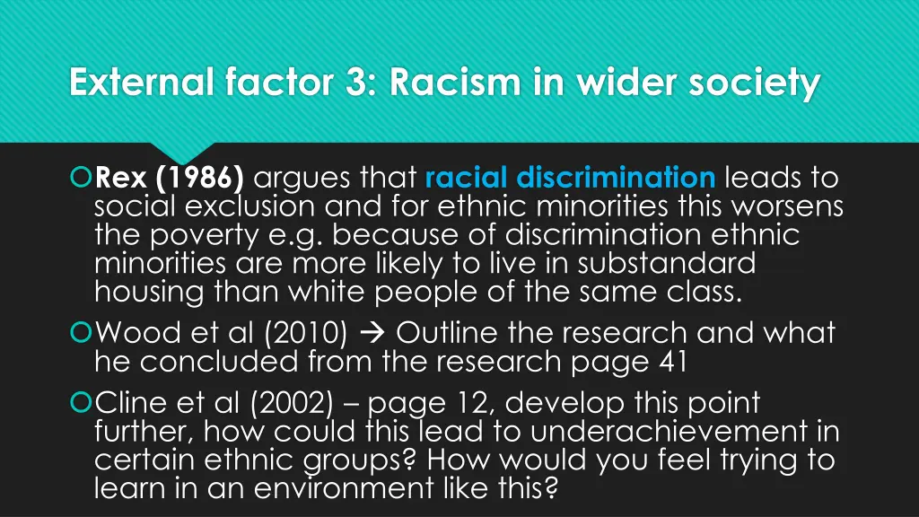 external factor 3 racism in wider society