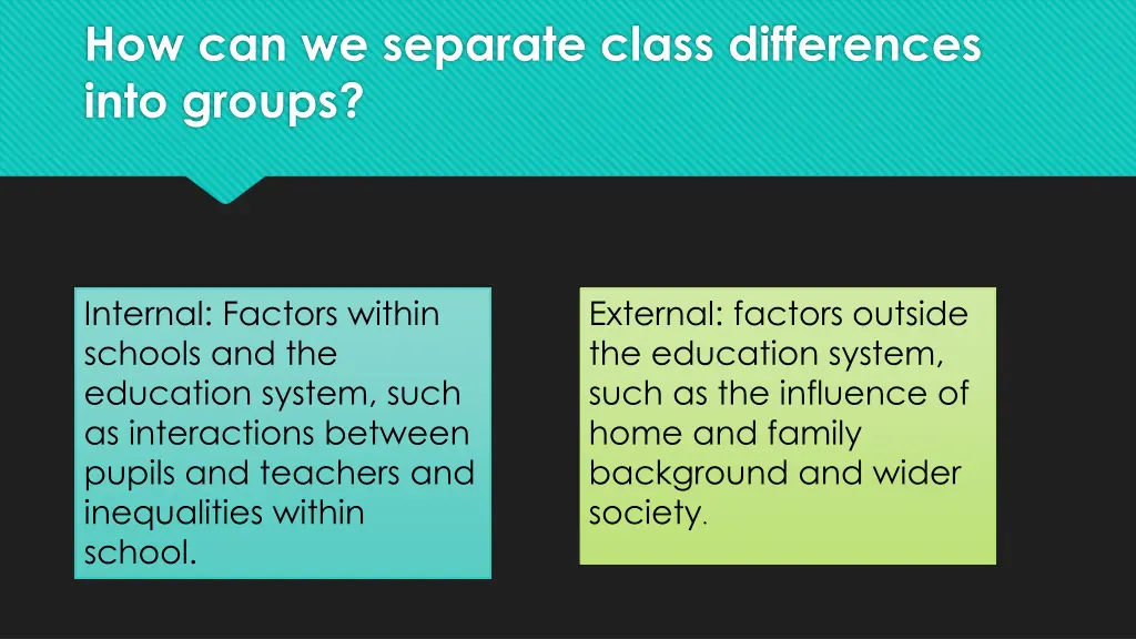 how can we separate class differences into groups