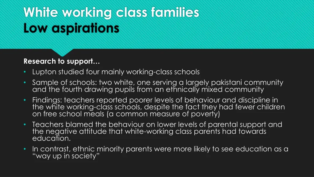 white working class families low aspirations 1