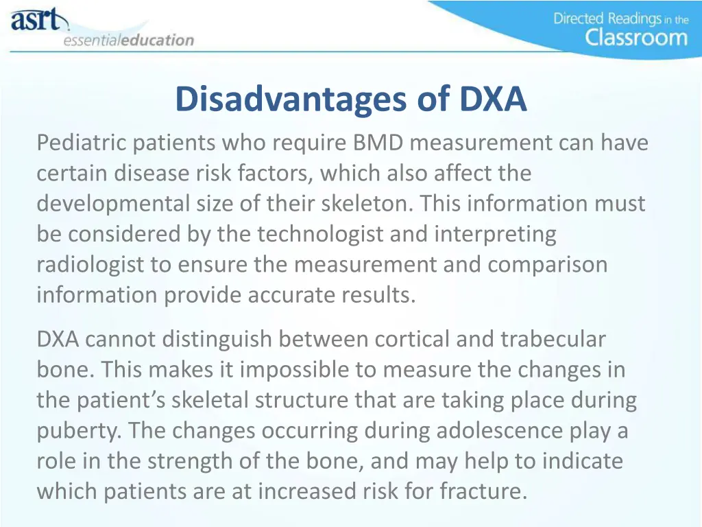 disadvantages of dxa pediatric patients