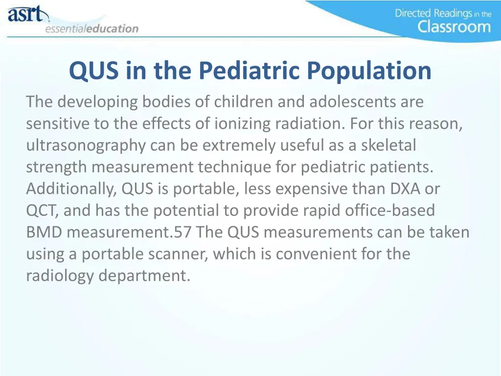 qus in the pediatric population the developing