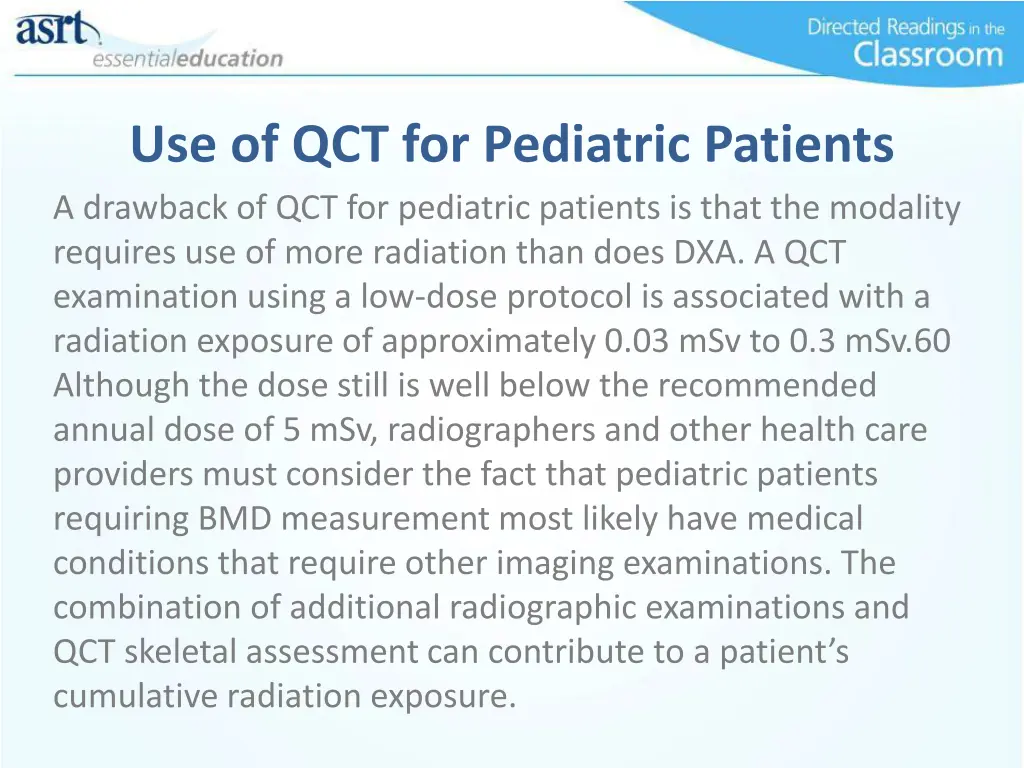 use of qct for pediatric patients a drawback