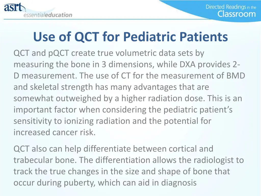 use of qct for pediatric patients qct and pqct