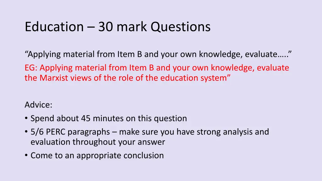 education 30 mark questions