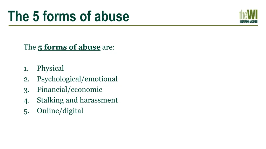 the 5 forms of abuse