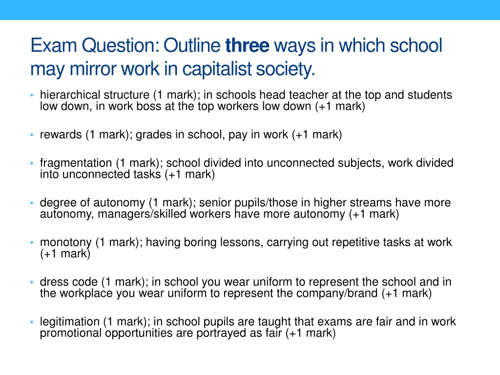 exam question outline three ways in which school