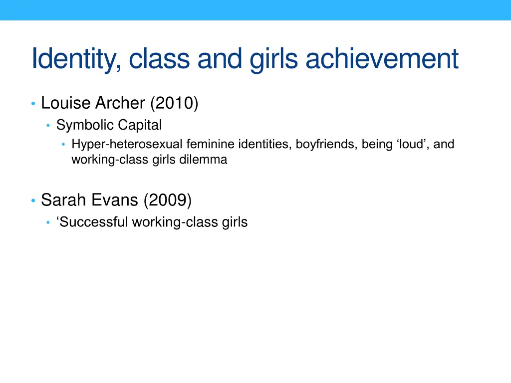 identity class and girls achievement