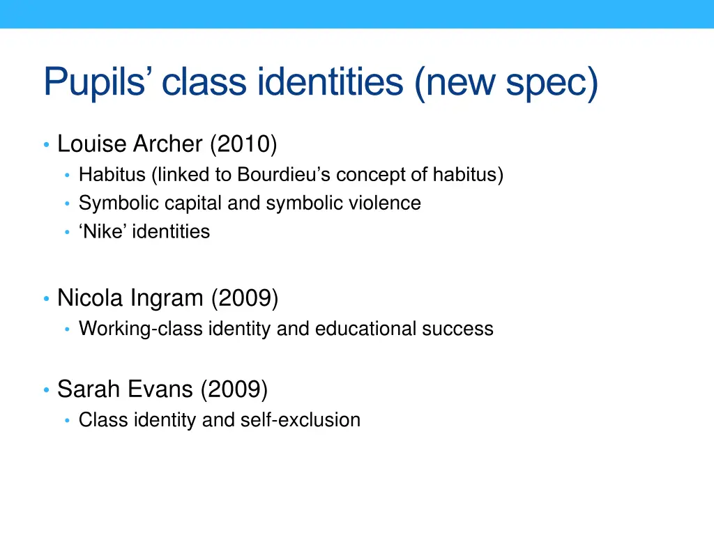 pupils class identities new spec