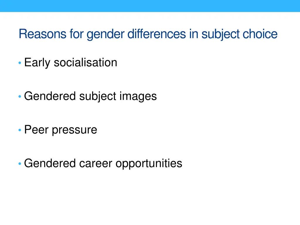 reasons for gender differences in subject choice