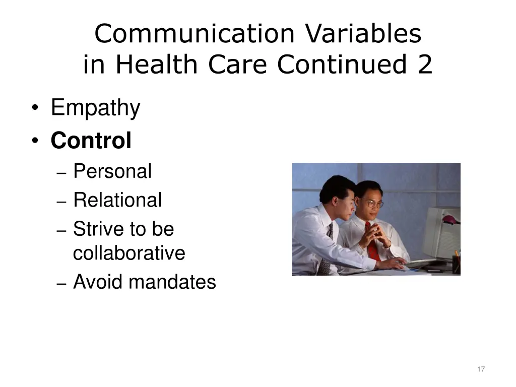 communication variables in health care continued 2