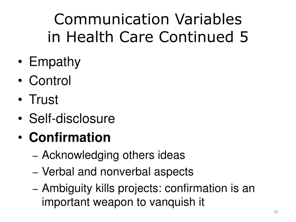 communication variables in health care continued 5