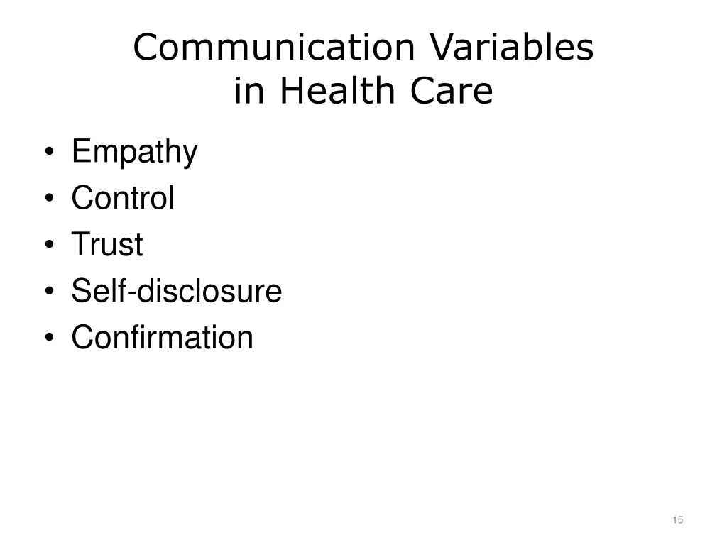 communication variables in health care