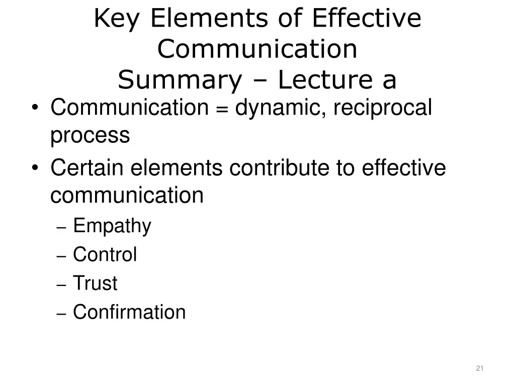 key elements of effective communication summary