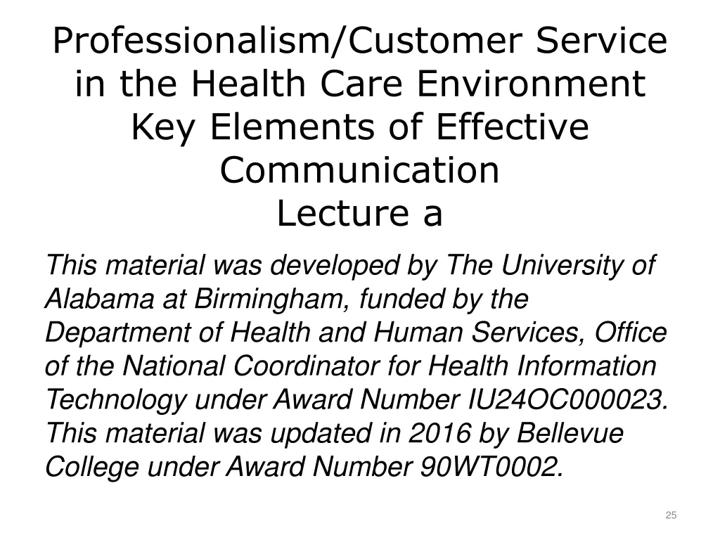 professionalism customer service in the health 1